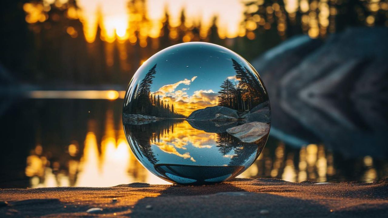 Reflecting Ball AI photography prompt example