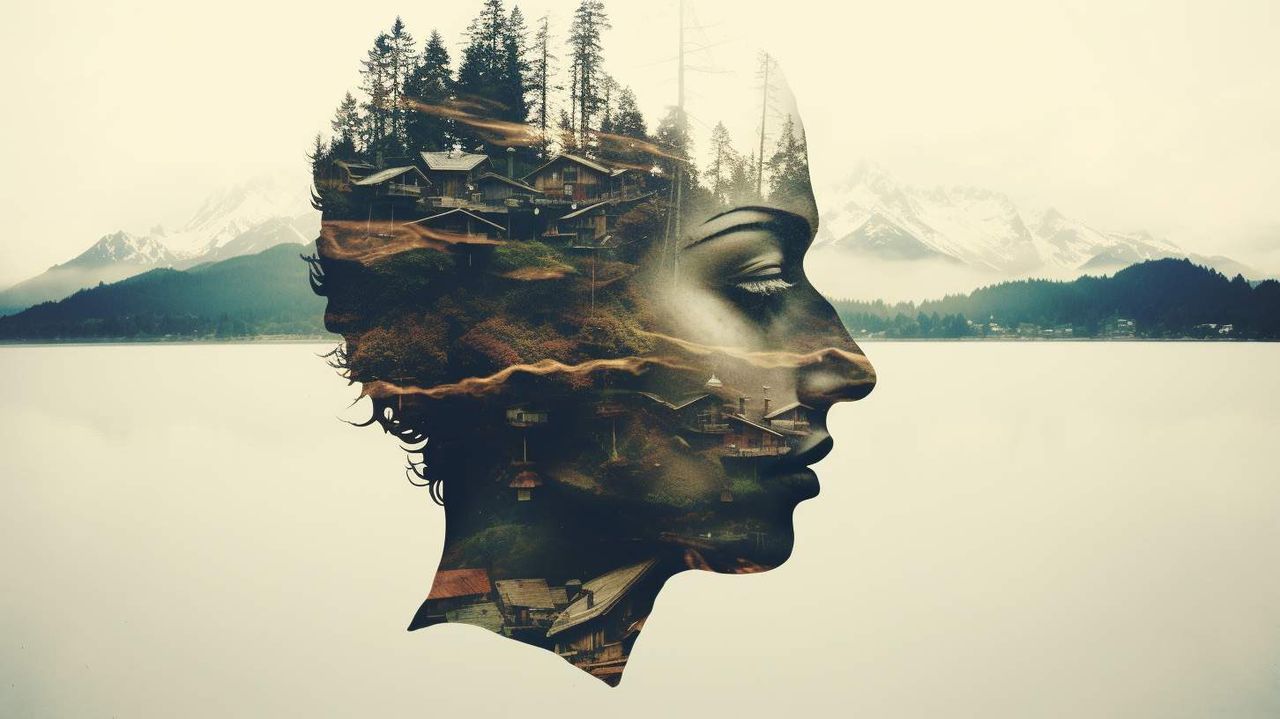 Double Exposure AI photography prompt example